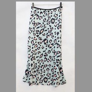 CHEETAH DAVID LERNER MIDI SILK SKIRT SIZE S NWT